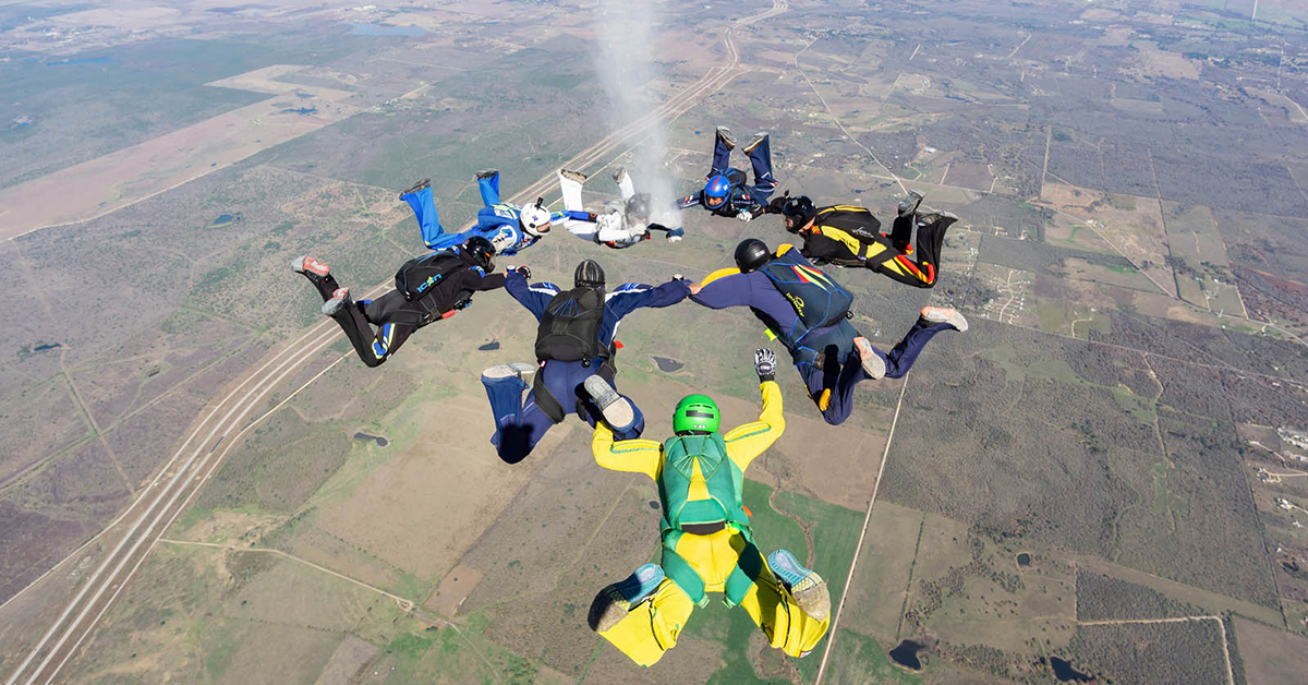 Jumpers Honor Pat Works With Ash Dive at Skydive Spaceland–San Marcos