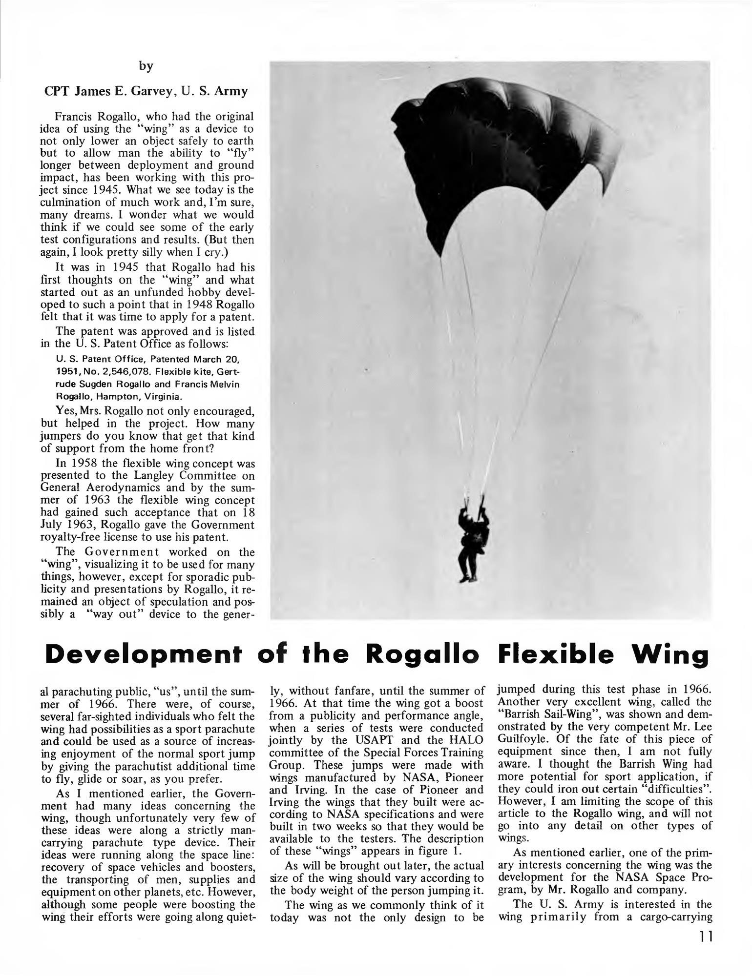 Development of the Rogallo Flexible Wing