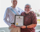 The Mayor of Perris, California presents Moorehead with a certificate of achievement. Photo by Randy Forbes..